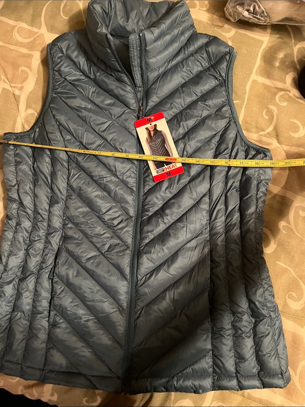 32 Degrees Heat Women’s Cold Green Quilted Full Zip Puffer Vest Pockets Size M - Picture 10 of 12